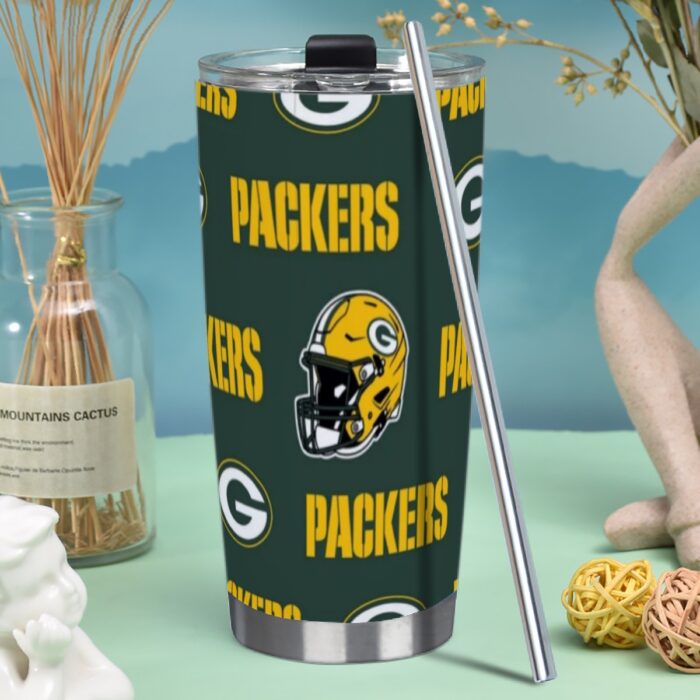 Green Bay Packers Tumbler 20oz (with Straw) - Image 2