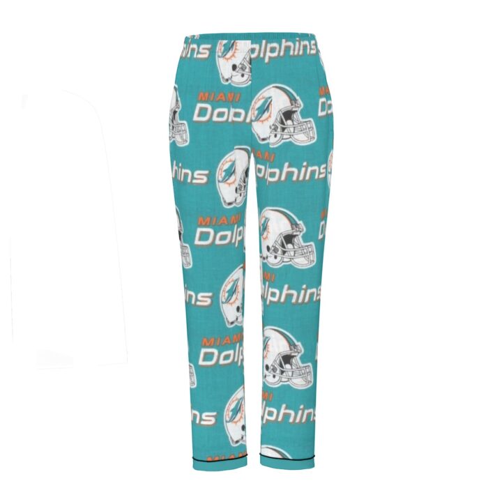 Miami Dolphins Zubaz All-Over Print Women's Long Sleeve Pajama Set With Black Contrast Piping - Image 3