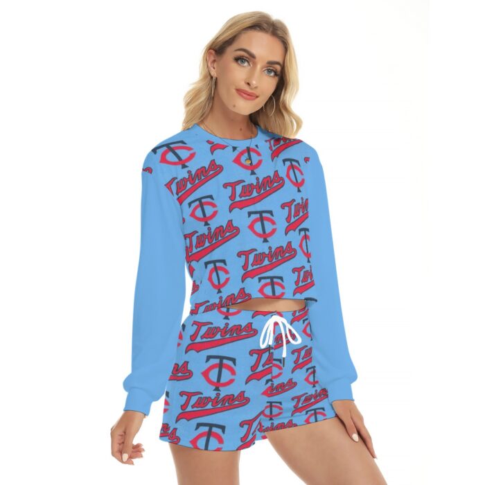 Minnesota Twins Women's Short Sweatshirt And Pants Suit - Image 3