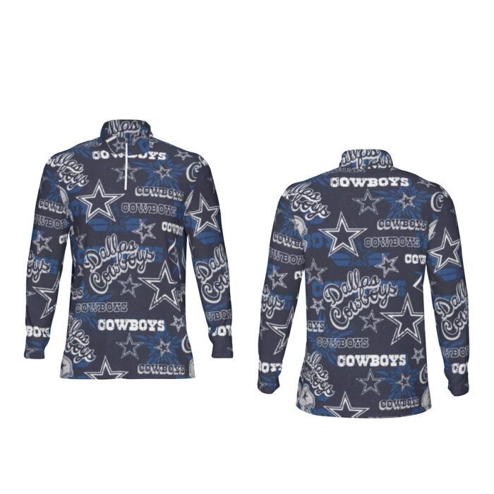 Dallas Cowboys Zubaz All-Over Print Men's Sports Collar Jersey With Long Sleeve| Interlock - Image 8