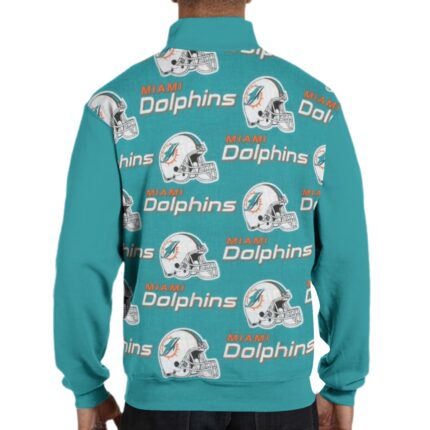 Miami Dolphins Zubaz All-Over Print Men's Hidden Half-Zip Placket Hoodie