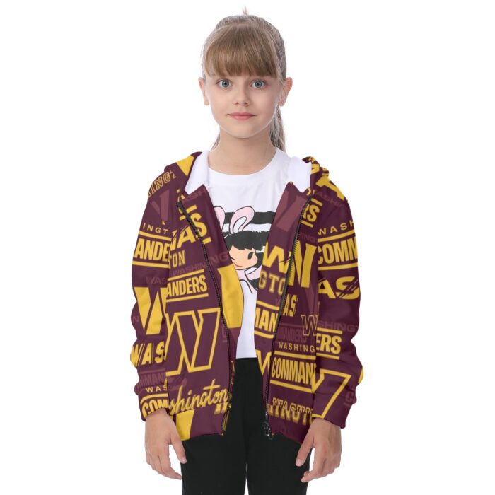 Washington Commanders  Kid's Heavy Fleece Zip Up Hoodie - Image 1