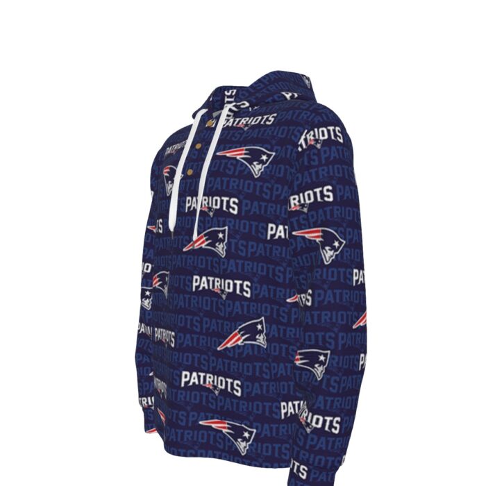 New England Patriots All-Over Print Men's Half  Button Hoodie - Image 2