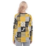 Pittsburgh Steelers All-Over Print Women's Raglan Sleeves U-Shaped Hem Long Sleeves Blouse - Image 4