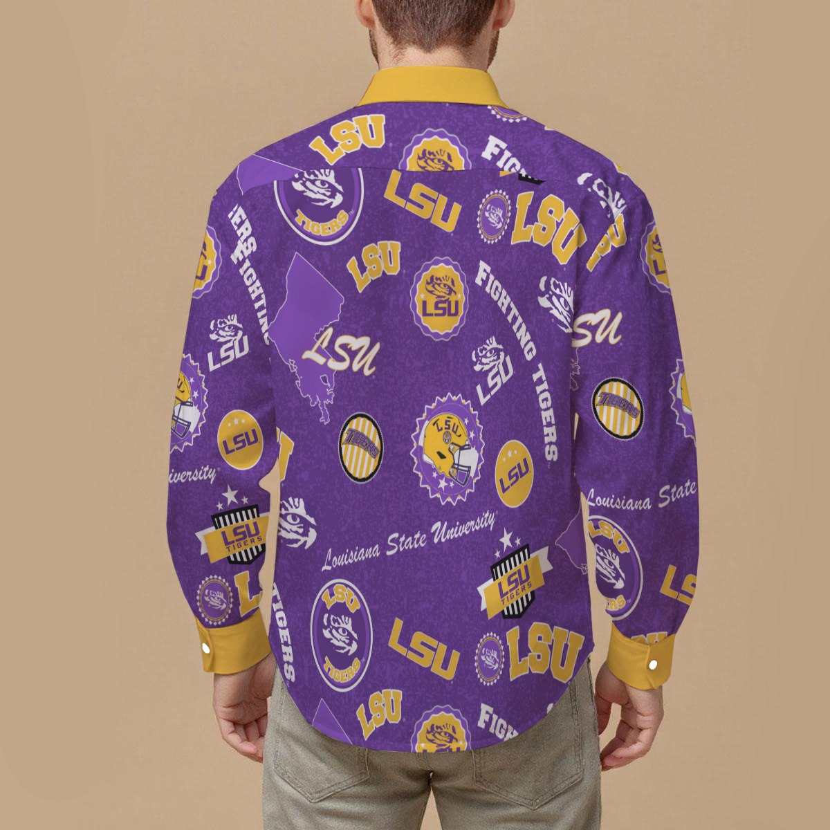 Louisiana State Tigers Men's Slim Fit Long Sleeve Shirt - Image 2