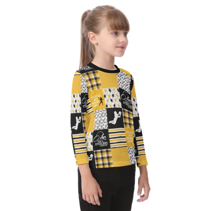 Pittsburgh Steelers Zubaz All-Over Print Kid's O-neck Long Sleeve T-shirt - Image 3
