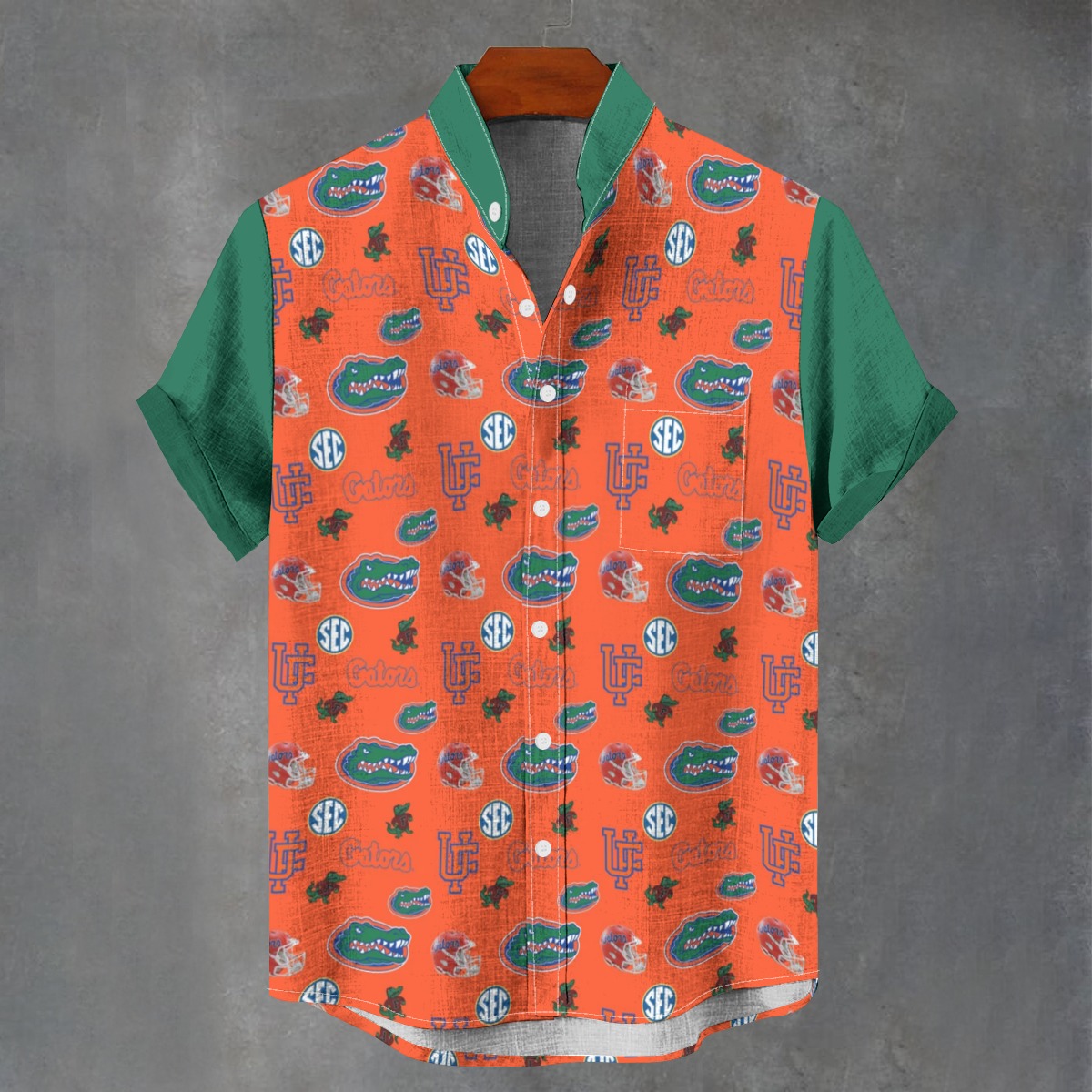 Florida - Gators Men's Stand Collar Shirt|110GSM Imitation Flax