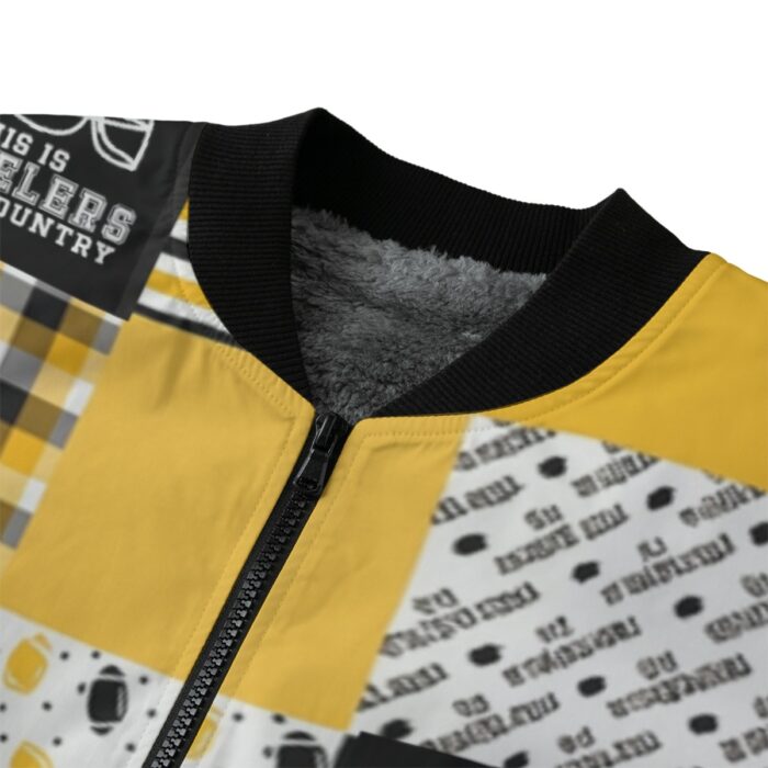 Pittsburgh Steelers Zubaz All-Over Print Men’s Fleece Bomber Jacket - Image 3