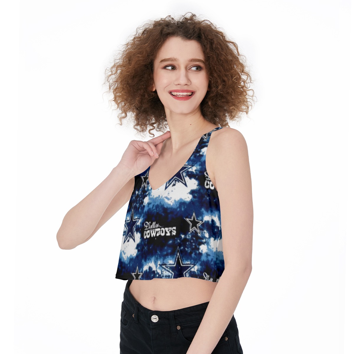 Dallas Cowboys Zubaz All-Over Print Crop-Tank Top - Image 4
