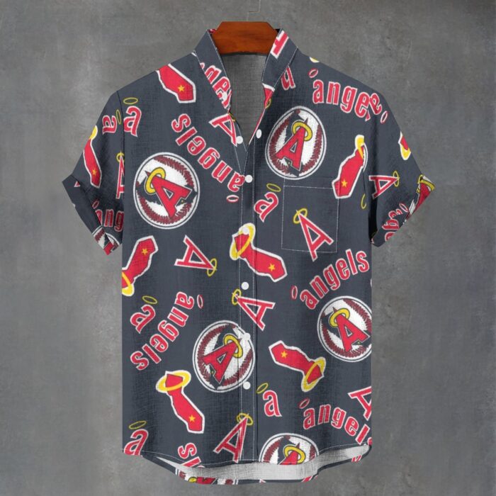 Los Angeles Angels Men's Stand Collar Shirt|110GSM Imitation Flax - Image 1