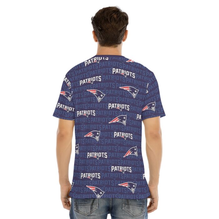 New England Patriots All-Over Print Men's Short Sleeve T-shirt With Button Closure - Image 2