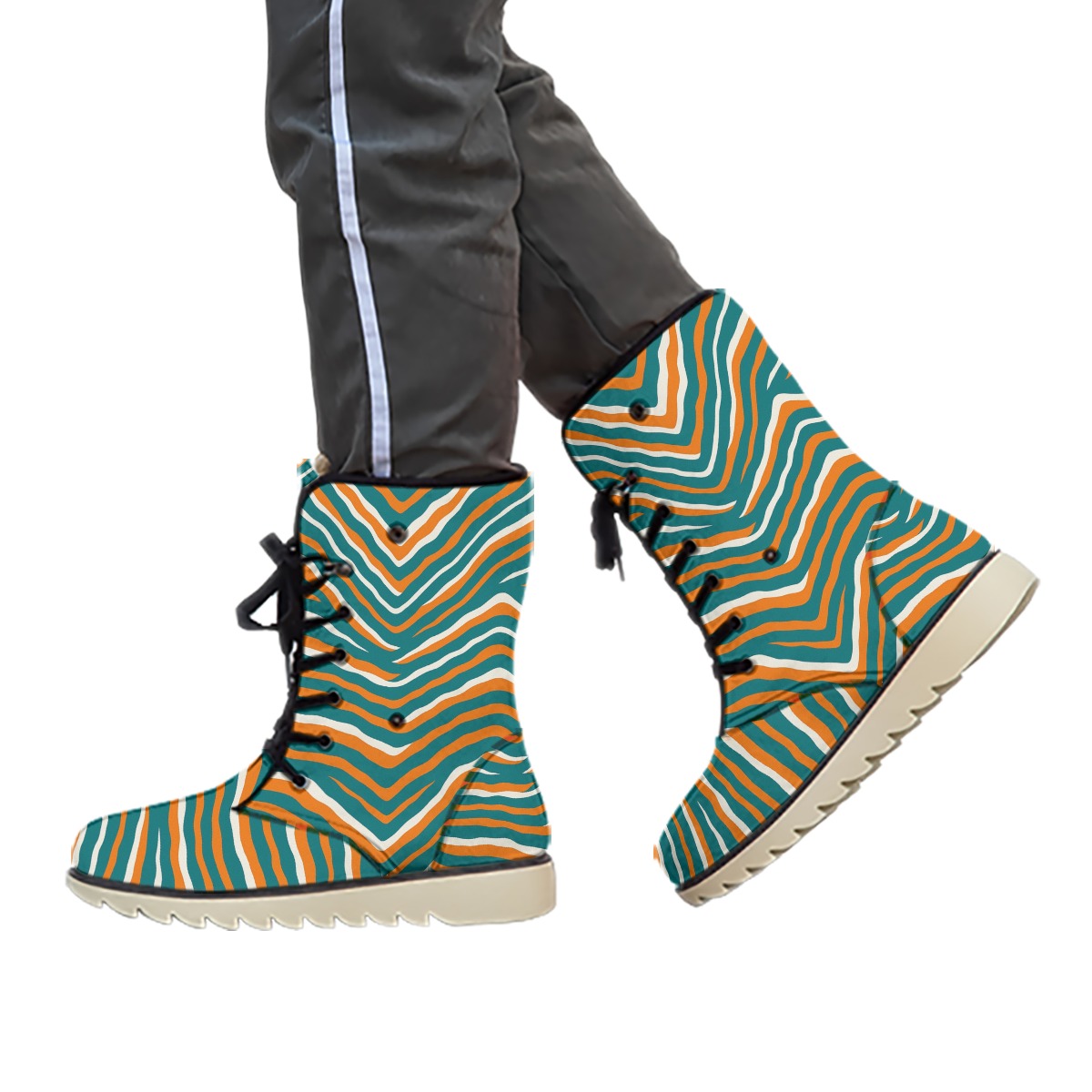 Miami Dolphins Zubaz All-Over Print Women's Plush Boots - Image 3
