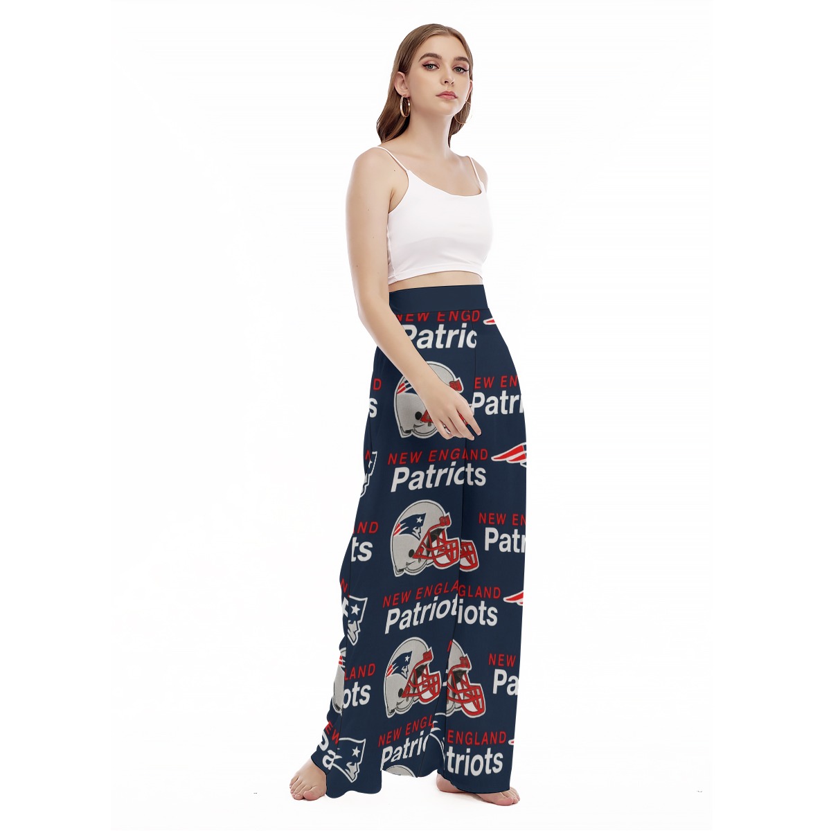 New England Patriots Zubaz All-Over Print Women's High Waist Wide Leg Trousers - Image 2