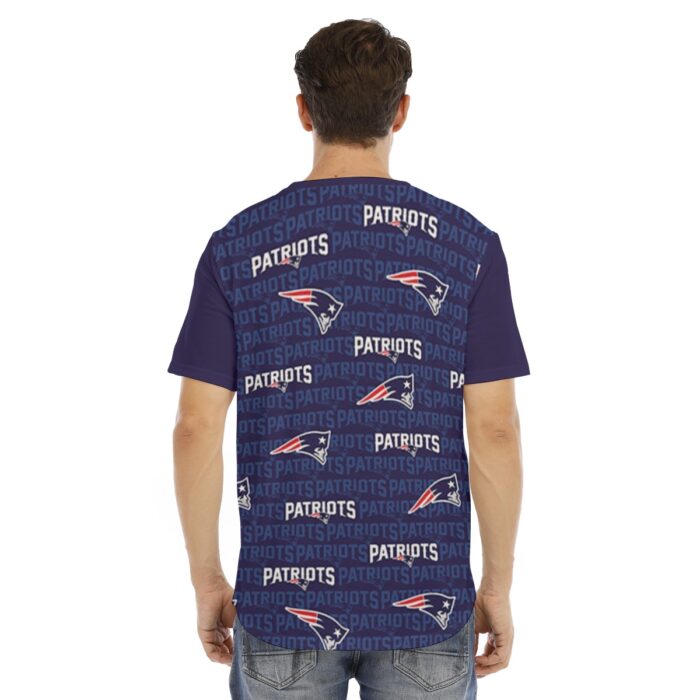 New England Patriots All-Over Print Men's Short Sleeve Rounded Hem T-shirt - Image 1