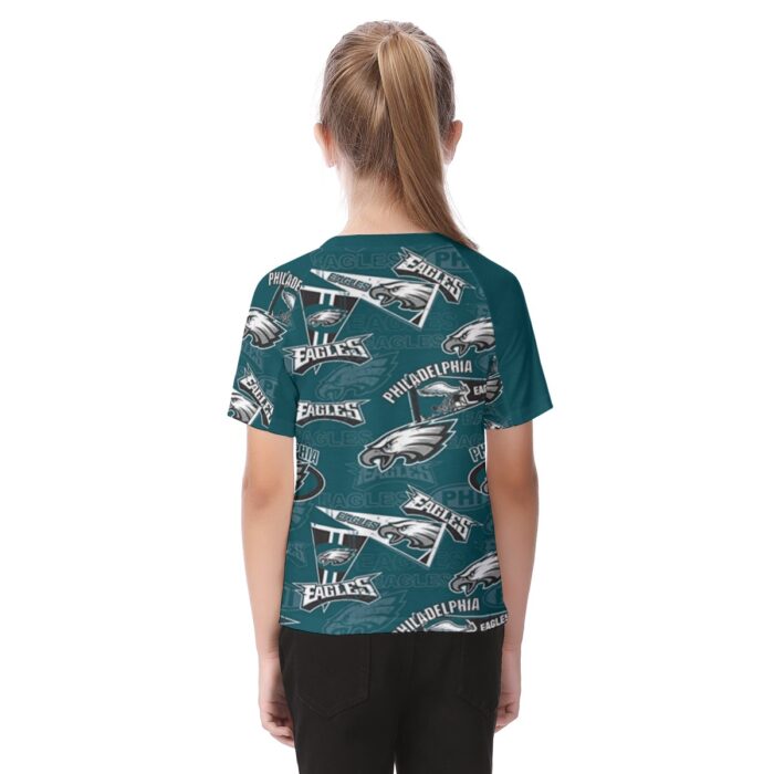 Philadelphia Eagles Zubaz All-Over Print Kid's Raglan Sleeve T-shirt - Image 4