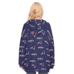 New England Patriots All-Over Print Women's Long Hoodie With Zipper Closure - Image 2