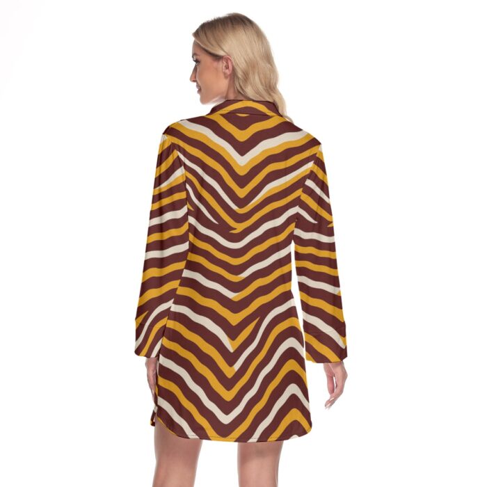 Washington Commanders Zubaz Women's Lapel Shirt Dress With Long Sleeve - Image 3