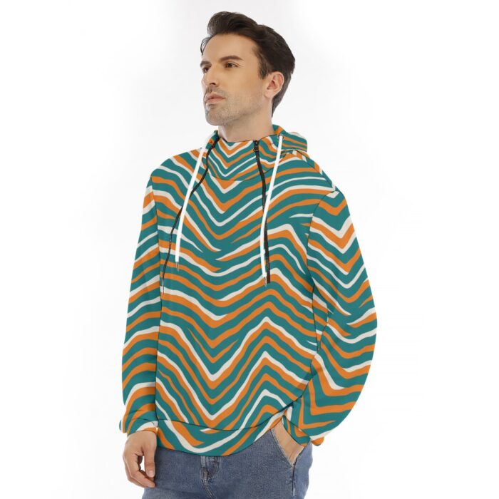 Miami Dolphins Zubaz All-Over Print Men's Hoodie With Placket Double Zipper - Image 2