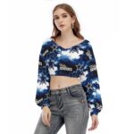 Dallas Cowboys Zubaz All-Over Print Women's V-neck Long Sleeve Cropped Sweatshirt - Image 3