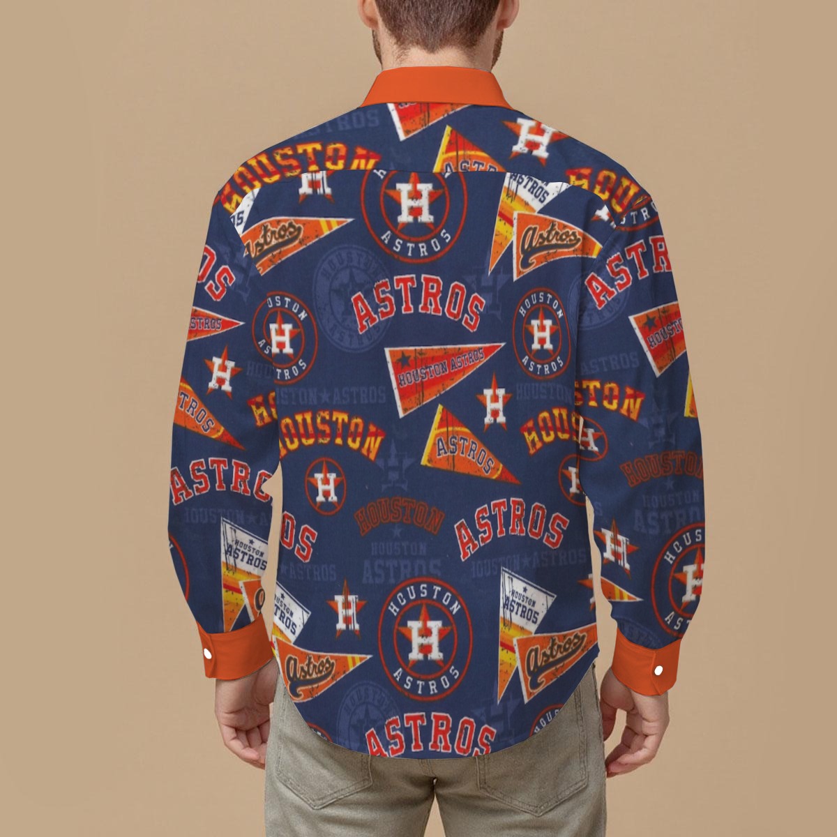 Houston Astros Men's Slim Fit Long Sleeve Shirt - Image 2