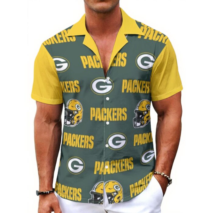 Green Bay Packers All-Over Print Men's Hawaiian Shirt With Button Closure - Image 2