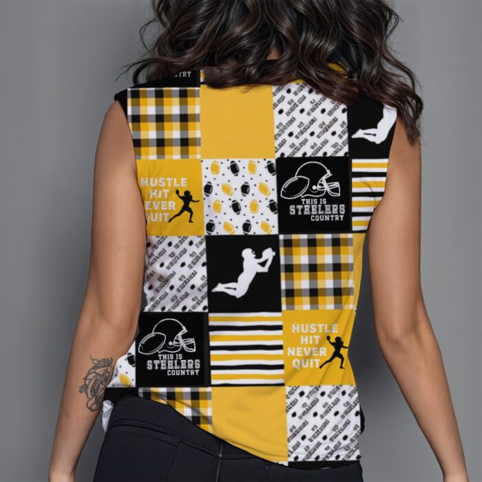 Pittsburgh Steelers All-Over Print Women's Round Sleeveless T-Shirt - Image 1