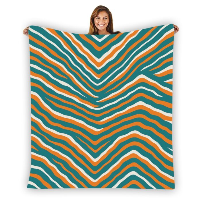 Miami Dolphins Zubaz Single-Side Printing Flannel Blanket - Image 1