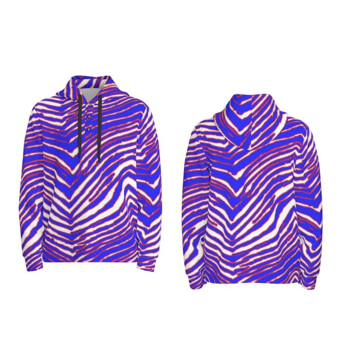 Buffalo Bills Zubaz All-Over Print Men's Half  Button Hoodie - Image 5