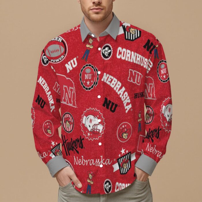 Nebraska Lincoln Cornhuskers Men's Slim Fit Long Sleeve Shirt - Image 1