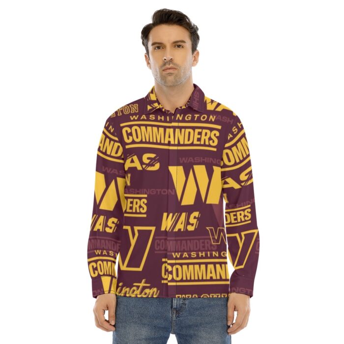 Washington Commanders Men's Lapel Collar Shirt With Concealed Placket - Image 4