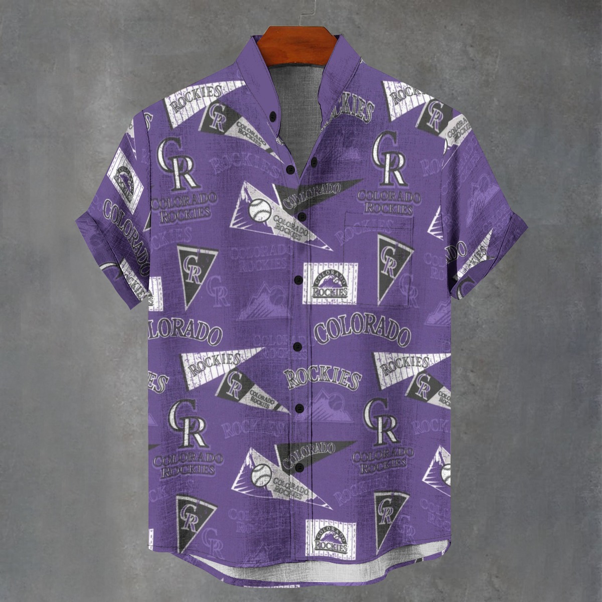 Colorado Rockies Men's Stand Collar Shirt|110GSM Imitation Flax - Image 3
