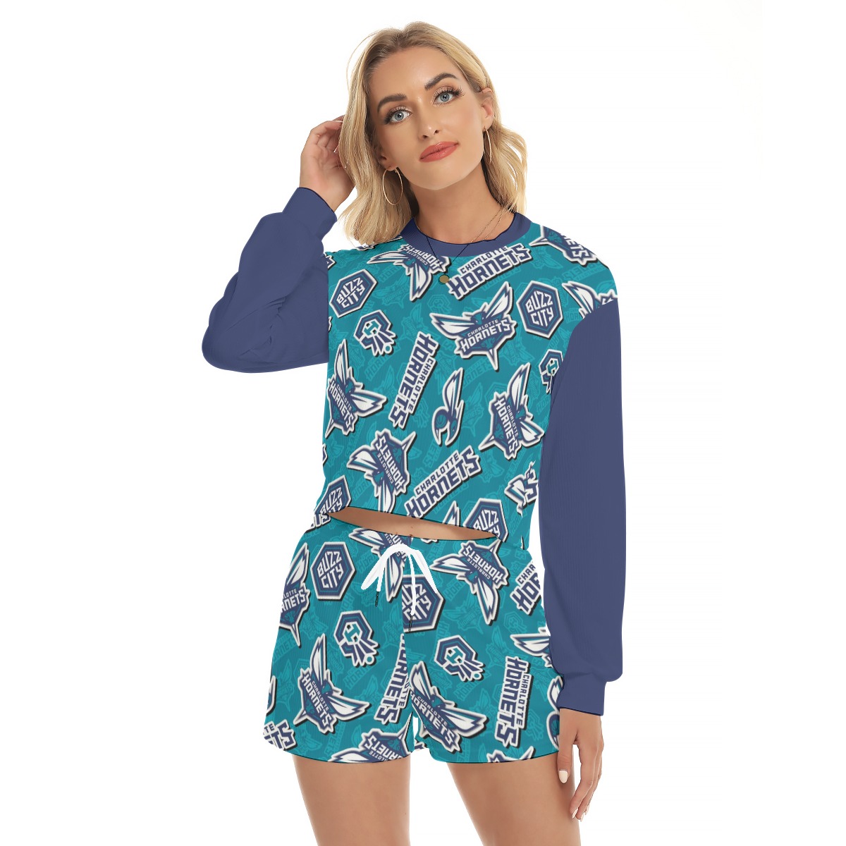 Charlotte Hornets Women's Short Sweatshirt And Pants Suit