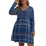New England Patriots Zubaz All-Over Print Women's V-neck Long Sleeve Dress(Plus Size) - Image 3