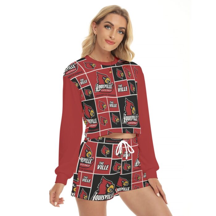 Louisville - Cardinals Women's Short Sweatshirt And Pants Suit - Image 3