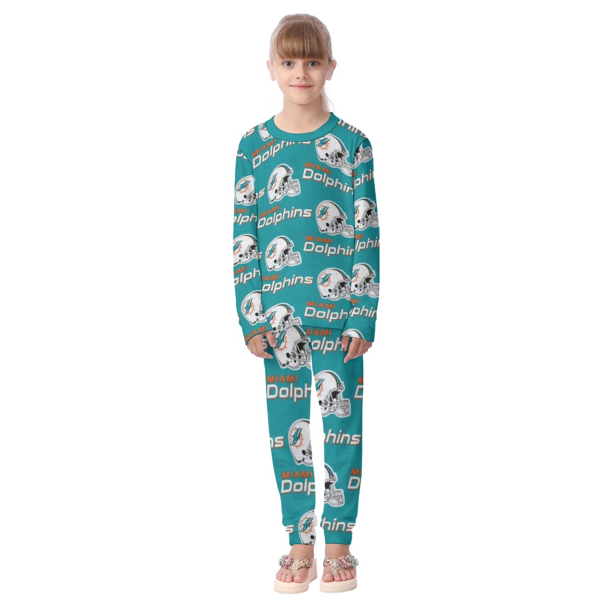 Miami Dolphins Zubaz All-Over Print Kid's Pajamas Set - Image 4