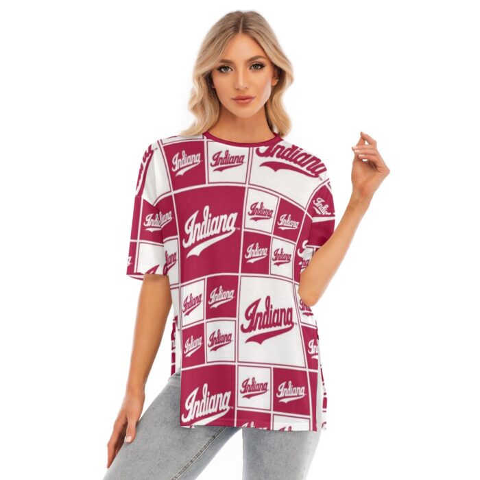 1 Indiana Bloomington - Hoosiers Women's Short Sleeves T-shirt With Hem Split - Image 4