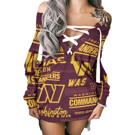 Washington Commanders Redskins Women's Lace-Up Sweatshirt