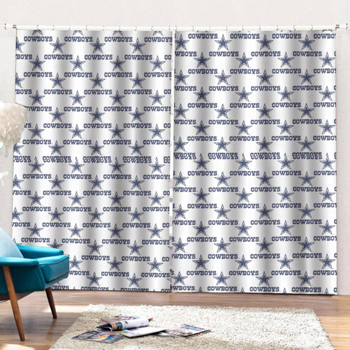 Dallas Cowboys Zubaz Curtains with Hooks (Large Size) - Image 2