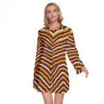 Washington Commanders Zubaz Women's Lapel Shirt Dress With Long Sleeve