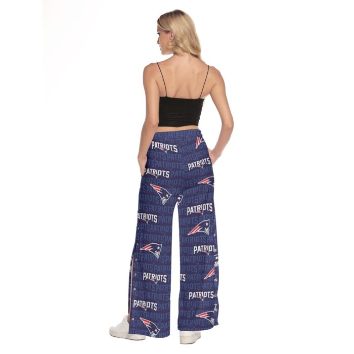 New England Patriots Zubaz All-Over Print Women's Side Slit Snap Button Trousers - Image 2