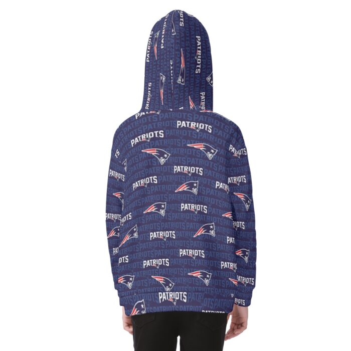 New England Patriots All-Over Print Kid's Heavy Fleece Zip Up Hoodie - Image 1