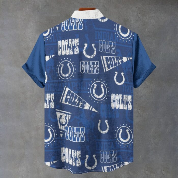 Indianapolis Colts  Men's Stand Collar Shirt|110GSM Imitation Flax - Image 2