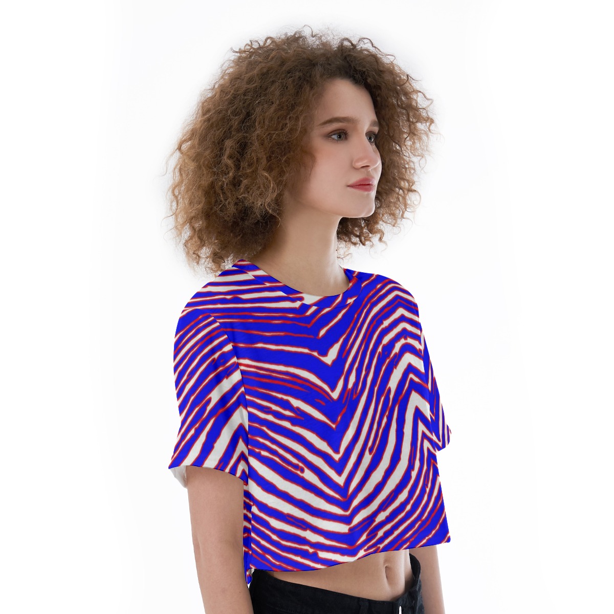 Buffalo Bills Zubaz All-Over Print Cropped T-Shirt