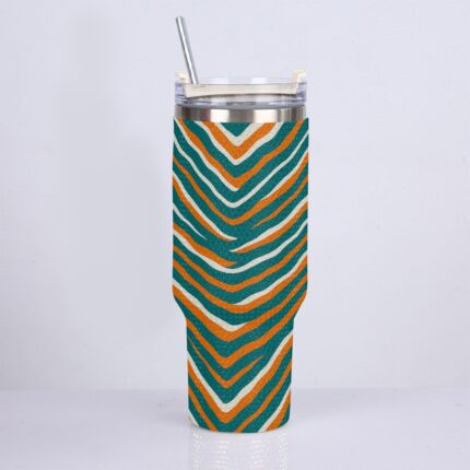 Miami Dolphins Zubaz 40oz Diamond Cup With Stainless Steel Straw