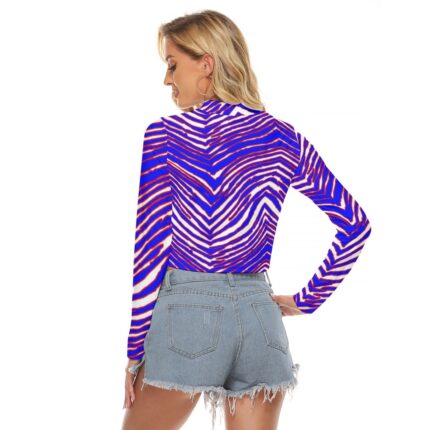 Buffalo Bills Zubaz All-Over Print Women's Hollow Chest Keyhole Tight Crop Top