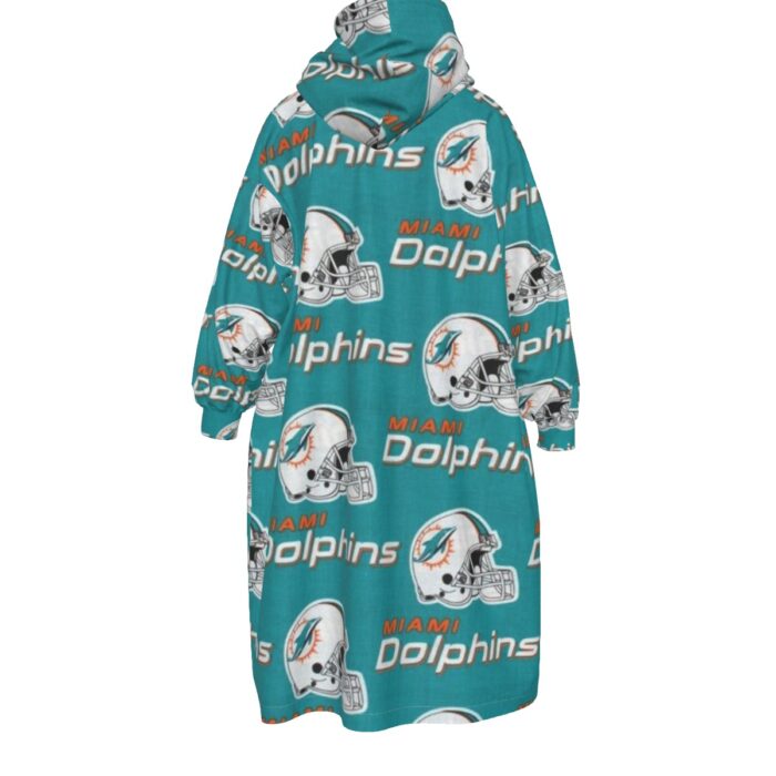 Miami Dolphins Zubaz All-Over Print Kid's Sherpa Fleece Mid-Length Hoodie Blanket - Image 3