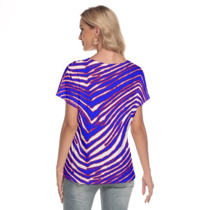 Buffalo Bills Zubaz All-Over Print Women's Loose V-neck Short Sleeve T-shirt