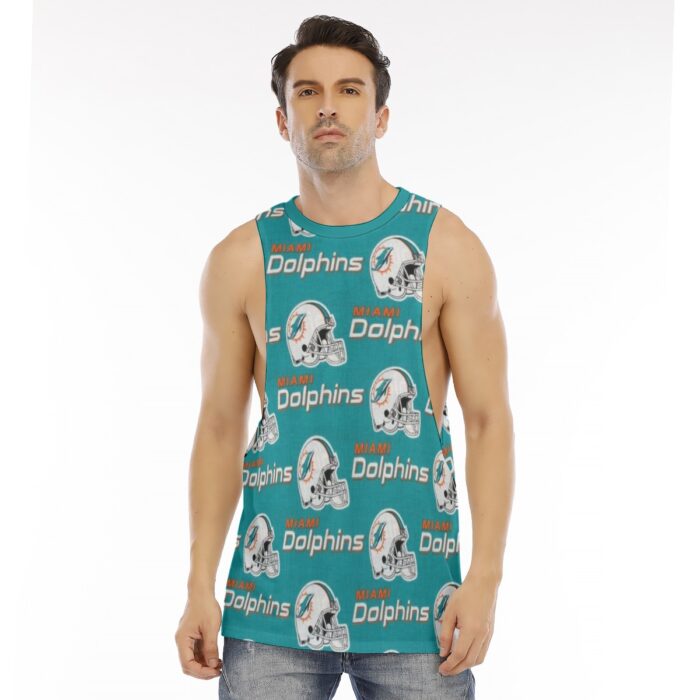 Miami Dolphins Zubaz All-Over Print Men's O-neck Long Tank Top - Image 1