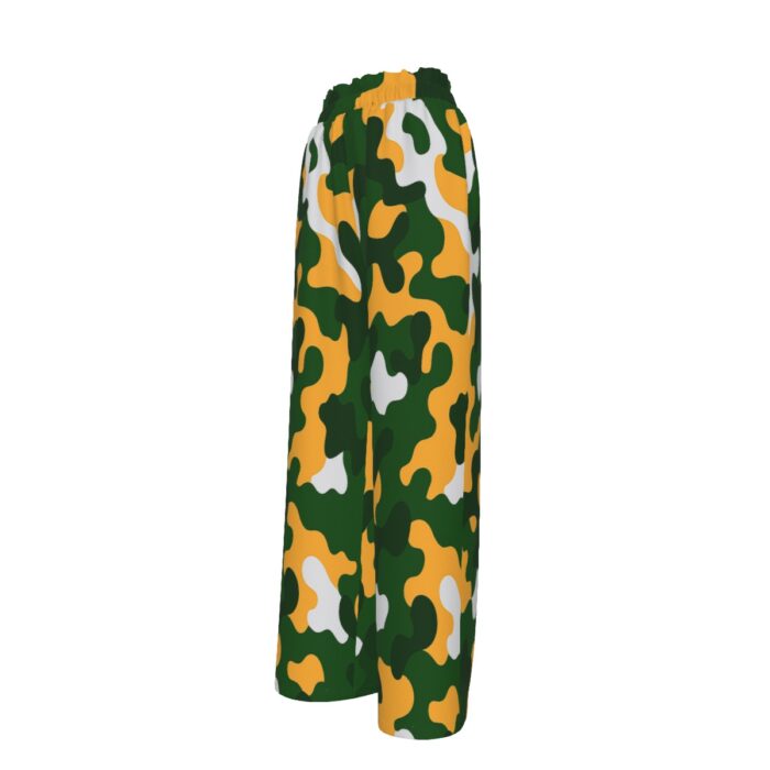 Green Bay Packers All-Over Print Women's Faux Silk Wide-Leg Pants - Image 1