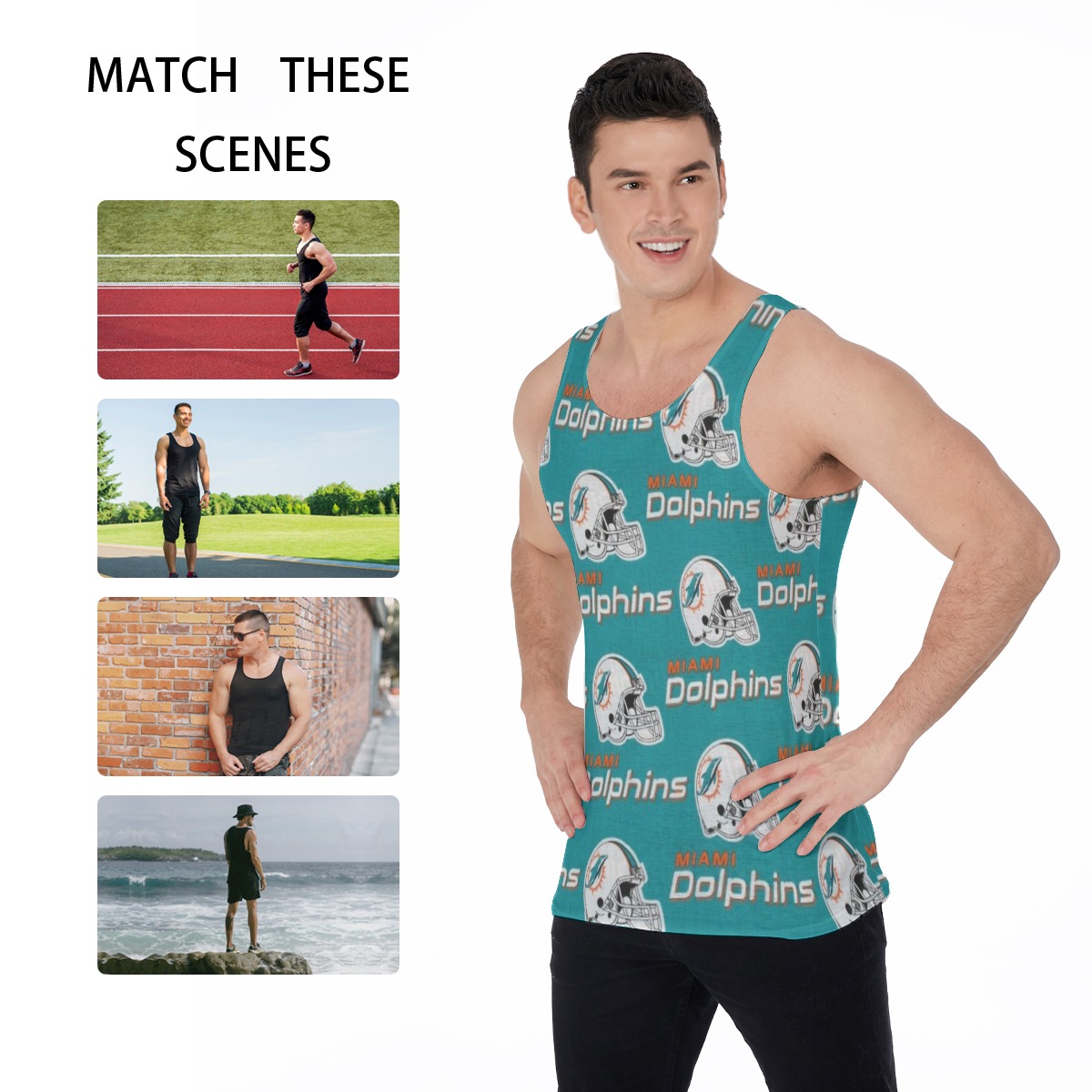 Miami Dolphins Zubaz All-Over Print Men's Tank Top - Image 4